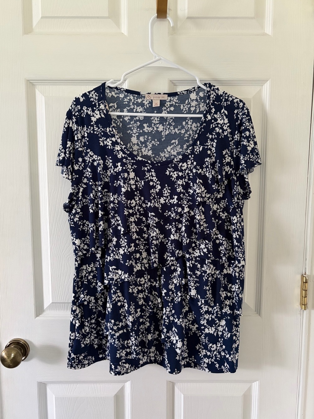 House of CB Navy Floral Scoop Neck Women's Top